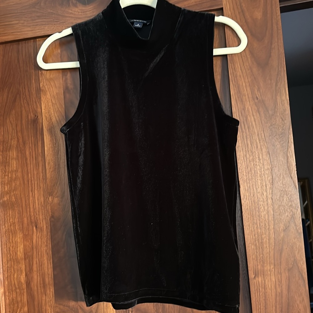 J.Crew black stretch velvet sleeveless turtleneck